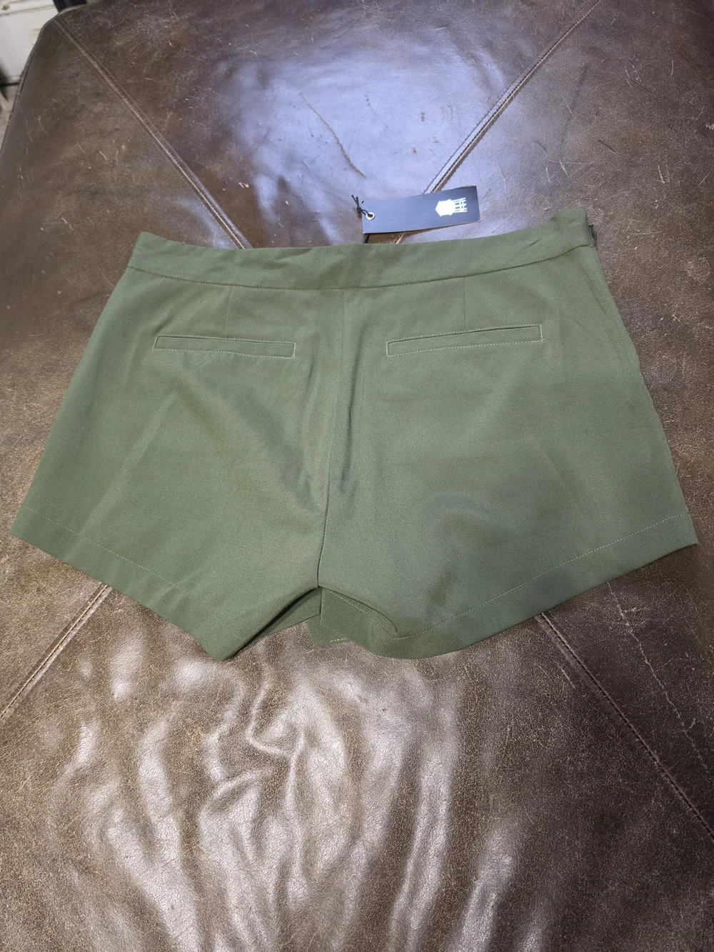 NWT Brooklyn Industries Olive Green Asymmetrical Wrap Mini Skort - Size L